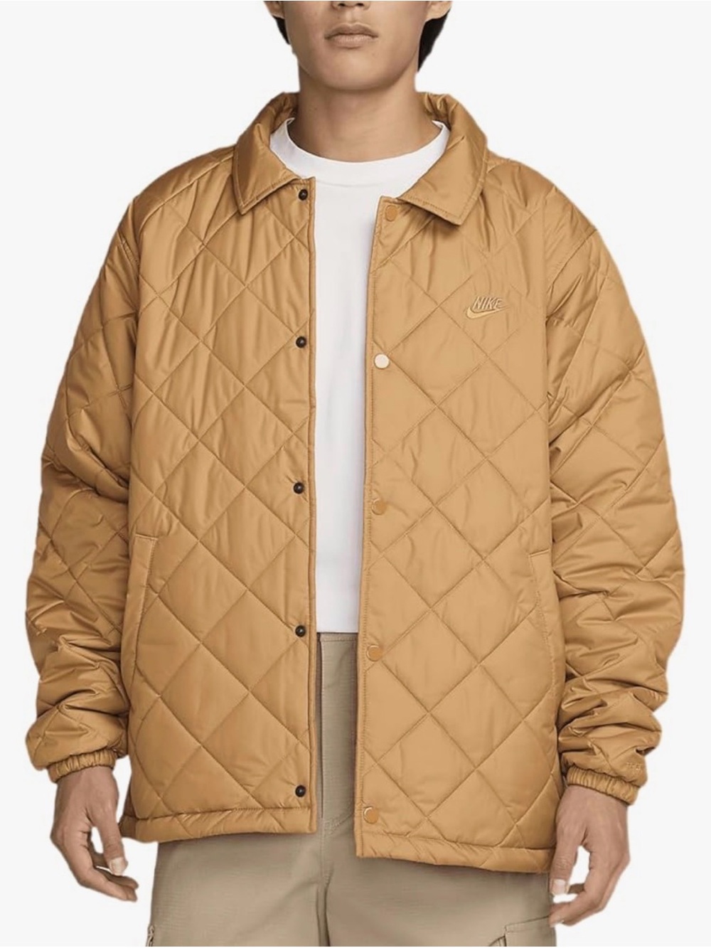 Nike Men's Club Lightweight Quilted Therma-FIT Jacket Flax Brown Colorway